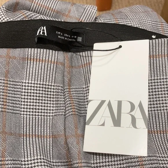 NWT Zara plaid straight leg pants large - Picture 3 of 6